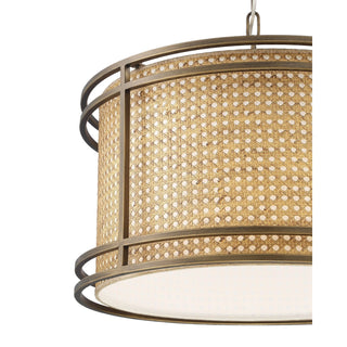 Currey & CompanyTailor Single - Light Cane and Brass Drum Pendant ChandelierL090 - 0011Origins of Home