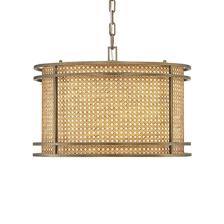 Currey & CompanyTailor Single - Light Cane and Brass Drum Pendant ChandelierL090 - 0011Origins of Home