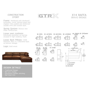 GTR LeatherBravo Left Arm Facing Sofa Chaise, Boca BrambleGTRX14 - 33, 54Origins of Home