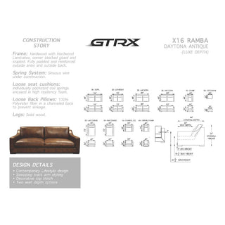 GTR LeatherDaytona Hand Antiqued All Leather LAF Chaise Luxe Sofa, Daytona AntiqueGTRX16 - 52/33 LUXOrigins of Home