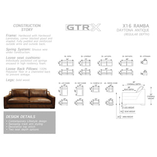 GTR LeatherDaytona Hand Antiqued All Leather Sofa, Daytona AntiqueGTRX16 - 30Origins of Home