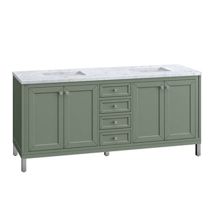 Chicago 72" Double Vanity, Smokey Celadon w/ 3 CM Carrara Marble Top