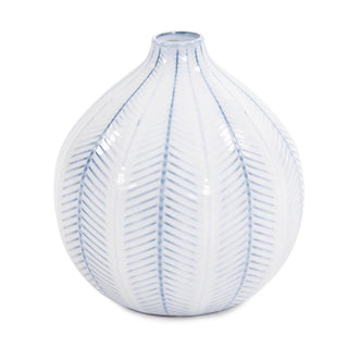 Howard ElliotBlue and White Chevron Ceramic Globe Vase Small42043Origins of Home