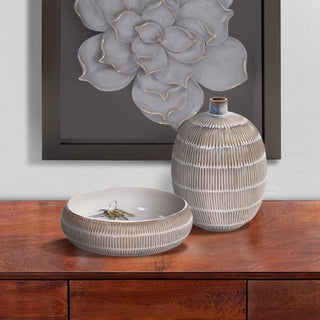 Howard ElliotCaramel Cream Ridged Ceramic Bowl88033Origins of Home