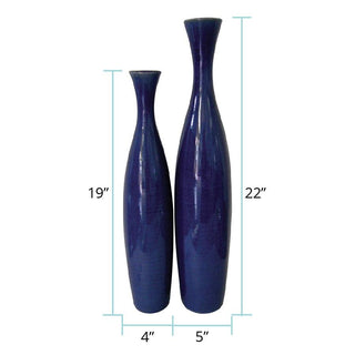 Howard ElliotCobalt Blue Glaze Ceramic Vases - Set of 234053Origins of Home