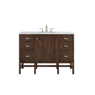 James Martin VanitiesAddison 48" Single Vanity, Mid - Century Acacia w/ 3 CM Arctic Fall Solid Surface TopE444 - V48 - MCA - 3AFAloha Habitat