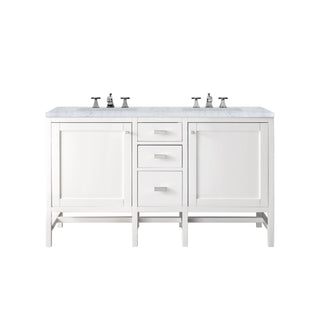 James Martin VanitiesAddison 60" Double Vanity, Glossy White w/ 3 CM Carrara White TopE444 - V60D - GW - 3CARAloha Habitat