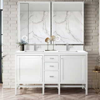 James Martin VanitiesAddison 60" Double Vanity, Glossy White w/ Single Hole 3 CM White Zeus Quartz Top & BacksplashE444 - V60D - GW - 1WZAloha Habitat