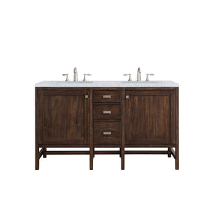 James Martin VanitiesAddison 60" Double Vanity, Mid - Century Acacia w/ 3 CM Carrara White TopE444 - V60D - MCA - 3CARAloha Habitat