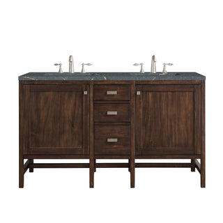 James Martin VanitiesAddison 60" Double Vanity, Mid - Century Acacia w/ 3 CM Parisien Bleu Quartz TopE444 - V60D - MCA - 3PBLAloha Habitat