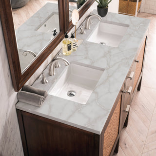 James Martin VanitiesAddison 60" Double Vanity, Mid - Century Acacia w/ 3 CM Victorian Silver Quartz TopE444 - V60D - MCA - 3VSLAloha Habitat