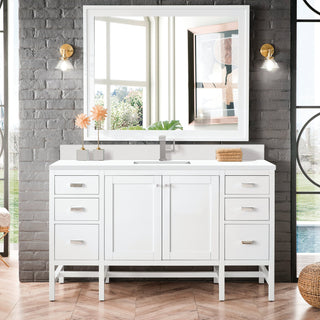 James Martin VanitiesAddison 60" Single Vanity, Glossy White w/ Single Hole 3 CM White Zeus Quartz Top & BacksplashE444 - V60S - GW - 1WZAloha Habitat