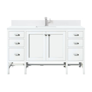 James Martin VanitiesAddison 60" Single Vanity, Glossy White w/ Single Hole 3 CM White Zeus Quartz Top & BacksplashE444 - V60S - GW - 1WZAloha Habitat