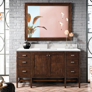 James Martin VanitiesAddison 60" Single Vanity, Mid - Century Acacia w/ Single Hole 3 CM White Zeus Quartz Top & BacksplashE444 - V60S - MCA - 1WZAloha Habitat