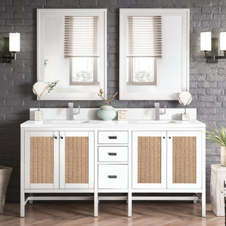 James Martin VanitiesAddison 72" Double Vanity, Glossy White w/ Single Hole 3 CM White Zeus Quartz Top & BacksplashE444 - V72 - GW - 1WZAloha Habitat