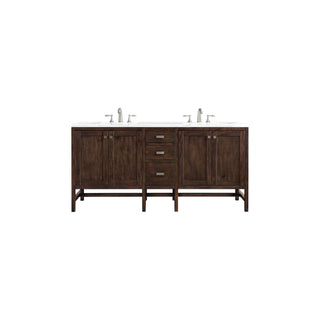 James Martin VanitiesAddison 72" Double Vanity, Mid - Century Acacia w/ 3 CM Arctic Fall Solid Surface TopE444 - V72 - MCA - 3AFAloha Habitat