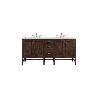 James Martin VanitiesAddison 72" Double Vanity, Mid - Century Acacia w/ 3 CM Ethereal Noctis Quartz TopE444 - V72 - MCA - 3ENCAloha Habitat