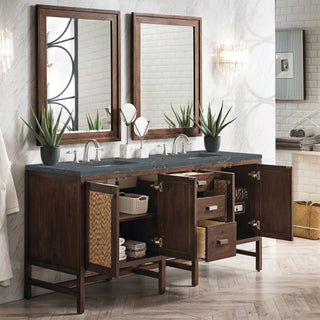 James Martin VanitiesAddison 72" Double Vanity, Mid - Century Acacia w/ 3 CM Parisien Bleu Quartz TopE444 - V72 - MCA - 3PBLAloha Habitat