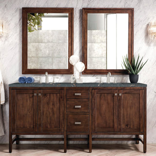 James Martin VanitiesAddison 72" Double Vanity, Mid - Century Acacia w/ 3 CM Parisien Bleu Quartz TopE444 - V72 - MCA - 3PBLAloha Habitat