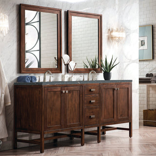 James Martin VanitiesAddison 72" Double Vanity, Mid - Century Acacia w/ 3 CM Parisien Bleu Quartz TopE444 - V72 - MCA - 3PBLAloha Habitat