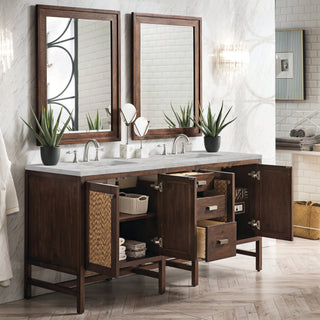 James Martin VanitiesAddison 72" Double Vanity, Mid - Century Acacia w/ 3 CM Victorian Silver Quartz TopE444 - V72 - MCA - 3VSLAloha Habitat