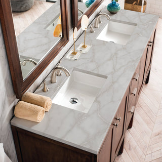 James Martin VanitiesAddison 72" Double Vanity, Mid - Century Acacia w/ 3 CM Victorian Silver Quartz TopE444 - V72 - MCA - 3VSLAloha Habitat