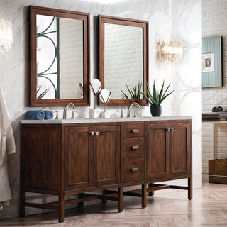 James Martin VanitiesAddison 72" Double Vanity, Mid - Century Acacia w/ 3 CM Victorian Silver Quartz TopE444 - V72 - MCA - 3VSLAloha Habitat