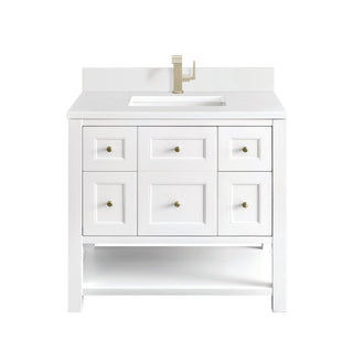 James Martin VanitiesBreckenridge 36" Single Vanity, Bright White w/ Single Hole 3 CM White Zeus Top & Backsplash330 - V36 - BW - 1WZAloha Habitat