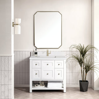 James Martin VanitiesBreckenridge 36" Single Vanity, Bright White w/ Single Hole 3 CM White Zeus Top & Backsplash330 - V36 - BW - 1WZAloha Habitat