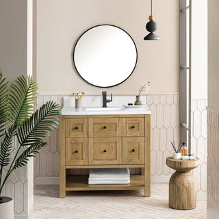 James Martin VanitiesBreckenridge 36" Single Vanity, Light Natural Oak w/ Single Hole 3 CM White Zeus Top & Backsplash330 - V36 - LNO - 1WZAloha Habitat