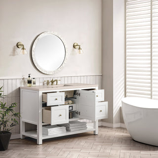 James Martin VanitiesBreckenridge 48" Single Vanity, Bright White w/ 3 CM Eternal Marfil Top330 - V48 - BW - 3EMRAloha Habitat