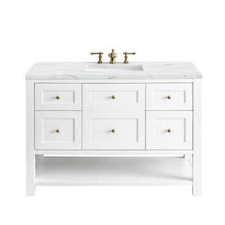 James Martin VanitiesBreckenridge 48" Single Vanity, Bright White w/ 3 CM Ethereal Noctis Top330 - V48 - BW - 3ENCAloha Habitat
