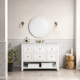 James Martin VanitiesBreckenridge 48" Single Vanity, Bright White w/ 3 CM Ethereal Noctis Top330 - V48 - BW - 3ENCAloha Habitat