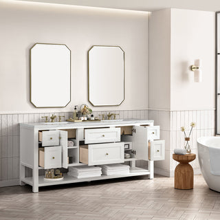 James Martin VanitiesBreckenridge 72" Double Vanity, Bright White w/ 3 CM Ethereal Noctis Top330 - V72 - BW - 3ENCAloha Habitat