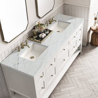 James Martin VanitiesBreckenridge 72" Double Vanity, Bright White w/ 3 CM Ethereal Noctis Top330 - V72 - BW - 3ENCAloha Habitat