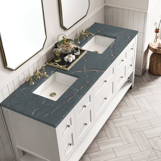 James Martin VanitiesBreckenridge 72" Double Vanity, Bright White w/ 3 CM Parisien Bleu Top330 - V72 - BW - 3PBLAloha Habitat