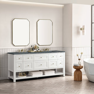 James Martin VanitiesBreckenridge 72" Double Vanity, Bright White w/ 3 CM Parisien Bleu Top330 - V72 - BW - 3PBLAloha Habitat