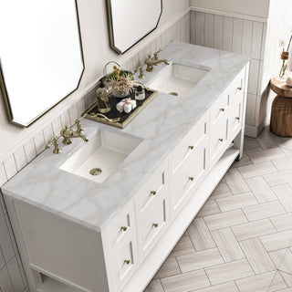 James Martin VanitiesBreckenridge 72" Double Vanity, Bright White w/ 3 CM Victorian Silver Top330 - V72 - BW - 3VSLAloha Habitat