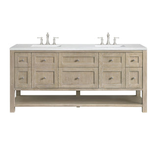 James Martin VanitiesBreckenridge 72" Double Vanity, Whitewashed Oak w/ 3 CM Arctic Fall Solid Surface Top330 - V72 - WWO - 3AFAloha Habitat