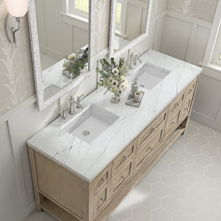 James Martin VanitiesBreckenridge 72" Double Vanity, Whitewashed Oak w/ 3 CM Ethereal Noctis Quartz Top330 - V72 - WWO - 3ENCAloha Habitat