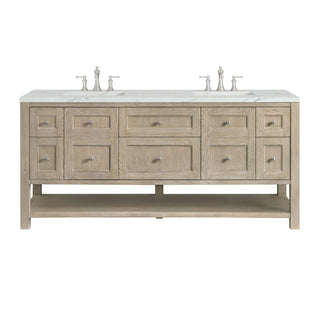 James Martin VanitiesBreckenridge 72" Double Vanity, Whitewashed Oak w/ 3 CM Ethereal Noctis Quartz Top330 - V72 - WWO - 3ENCAloha Habitat