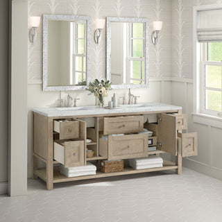 James Martin VanitiesBreckenridge 72" Double Vanity, Whitewashed Oak w/ 3 CM Ethereal Noctis Quartz Top330 - V72 - WWO - 3ENCAloha Habitat