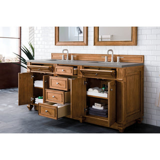 James Martin VanitiesBristol 72" Double Vanity, Saddle Brown w/ 3 CM Grey Expo Quartz Top157 - V72 - SBR - 3GEXAloha Habitat