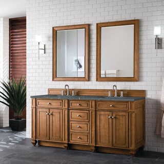 James Martin VanitiesBristol 72" Double Vanity, Saddle Brown w/ 3 CM Parisien Bleu Quartz Top157 - V72 - SBR - 3PBLAloha Habitat