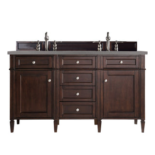 James Martin VanitiesBrittany 60" Double Vanity, Burnished Mahogany w/ 3 CM Grey Expo Quartz Top650 - V60D - BNM - 3GEXAloha Habitat