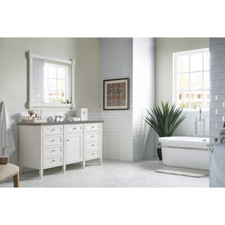 James Martin VanitiesBrittany 60" Single Vanity, Bright White w/ 3 CM Grey Expo Quartz Top650 - V60S - BW - 3GEXAloha Habitat