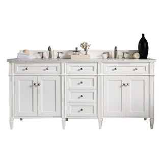 James Martin VanitiesBrittany 72" Double Vanity, Bright White Vanity w/ 3 CM Arctic Fall Solid Surface Top655 - V72 - BW - 3AFAloha Habitat