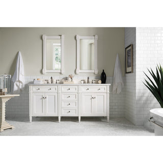James Martin VanitiesBrittany 72" Double Vanity, Bright White Vanity w/ 3 CM Arctic Fall Solid Surface Top655 - V72 - BW - 3AFAloha Habitat