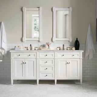James Martin VanitiesBrittany 72" Double Vanity, Bright White Vanity w/ 3 CM Victorian Silver Quartz Top655 - V72 - BW - 3VSLAloha Habitat