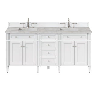 James Martin VanitiesBrittany 72" Double Vanity, Bright White Vanity w/ 3 CM Victorian Silver Quartz Top655 - V72 - BW - 3VSLAloha Habitat